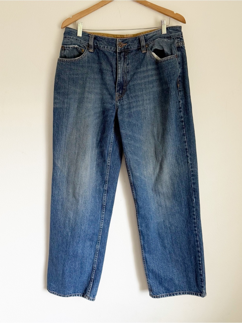 Vtg Y2K Plugg Wide Leg Jeans Blue Baggy Skater Grunge Denim CottonPants 36x32